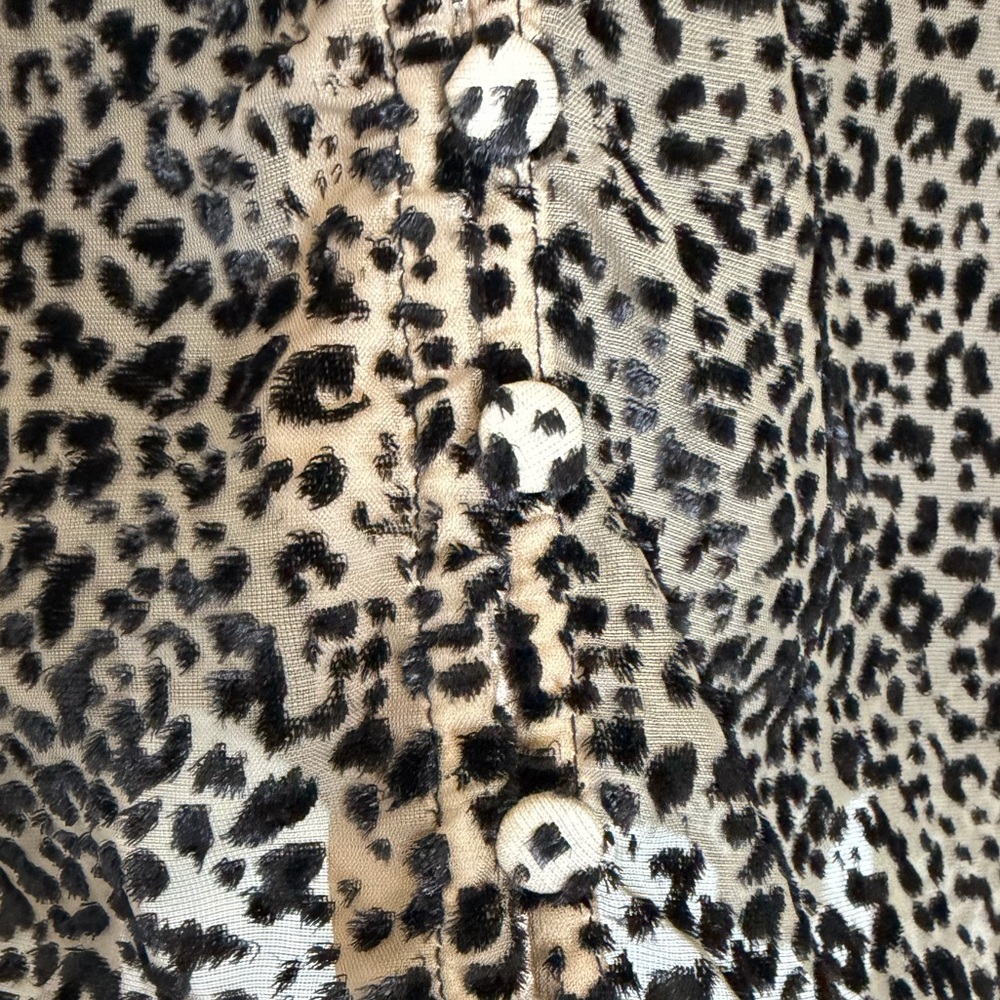 Anthropologie Sheer Leopard Flocked Velvet BlouseBoho Ruffle Balloon Sleeve - Picture 6 of 10